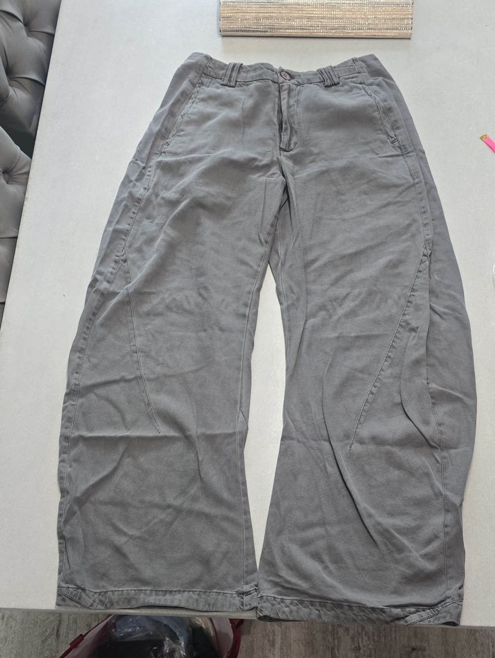Free People Spotlight Washed Barrel Chino Trousers- NWT- 10- CHARCOAL GREY - Picture 7 of 13